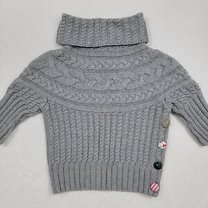 Matilda Jane Flaxen Reese Grey Cable Knit Turtle Neck Sweater